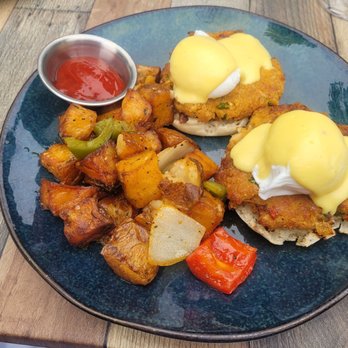 B2 Bistro + Bar - Crab Cake Benedict - Mediterranean Near Me - North Brunswick, New Jersey