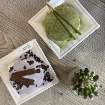 Feng Cha Teahouse - Matcha and taro Milk Foam Cake- not as good as they look - Desserts Near Me - Newark, California