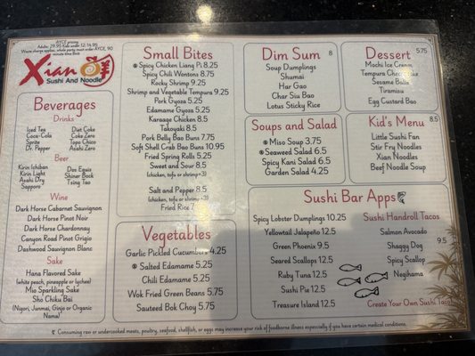 Menu photo 2 Xian Sushi and Noodle Austin, TX Menu photo 2 Xian Sushi and Noodle Austin, TX