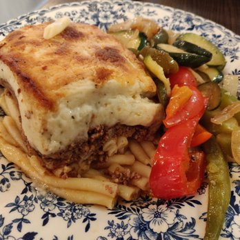 Main St Greek - Pastitsio - like a Greek lasagna with super fluffy creamy mashed potato? top, nicely seasoned beef, and pasta at the bottom. A must try!!! - Greek Near Me - Markham, Ontario Main St Greek - Pastitsio - like a Greek lasagna with super fluffy creamy mashed potato? top, nicely seasoned beef, and pasta at the bottom. A must try!!! - Greek Near Me - Markham, Ontario