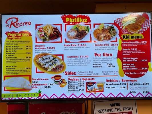 Menu photo 2 El Recreo Renton, WA Menu photo 2 El Recreo Renton, WA