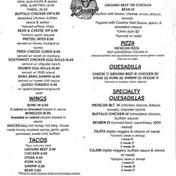 The Quarry Cantina - Menu