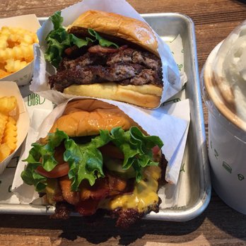 Shake Shack - Bacon and Cheese Burgers w/fries and a chocolate shake - Burgers Near Me - Las Vegas, Nevada