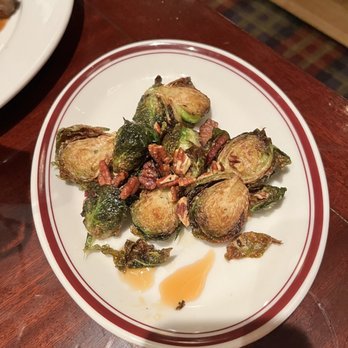 Mike's American - Brussel sprouts with roasted pecans and caramelized bacon. TO DIE FOR - American Near Me - Springfield, Virginia