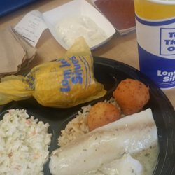 Long John Silver's - Baked cod- my only complaint is that the corn in the picture is bigger than the one you get. Service & food great otherwise.