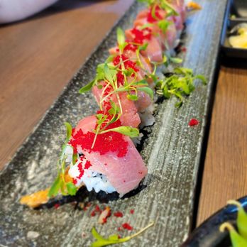 Fish On Fire - Fish On Fire (panko shrimp, spicy tuna) bluefin fatty tuna, ponzu sauce, habanero masago, micro cilantro - Sushi Bars Near Me - Suisun City, California Fish On Fire - Fish On Fire (panko shrimp, spicy tuna) bluefin fatty tuna, ponzu sauce, habanero masago, micro cilantro - Sushi Bars Near Me - Suisun City, California