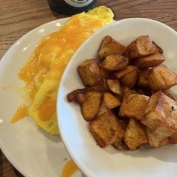Scrambled eggs and potatoes