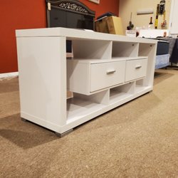 Bergenfield Discount Furniture - Modern White TV Stand only $149!