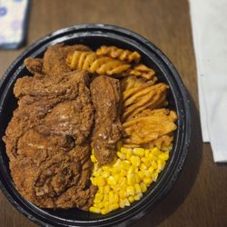 DinerTime - My all time favorite fried chicken with waffle fries and corn. Everything was delicious. Still have plenty of leftovers.