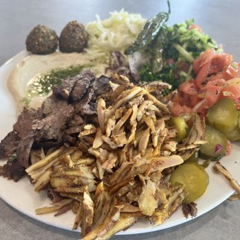 Tel Aviv Grill - Half Chicken/Beef Shawarma Plate and added falafel for extra cost - Falafel Near Me - Encino, California