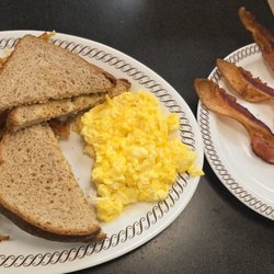 Waffle House - All-Star Special (eggs scrambled with cheese, hash browns, bacon, wheat toast)