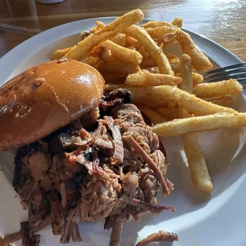Crazy 8's Grill - Brisket on brioche and fries. - Barbeque Near Me - Casey, Illinois