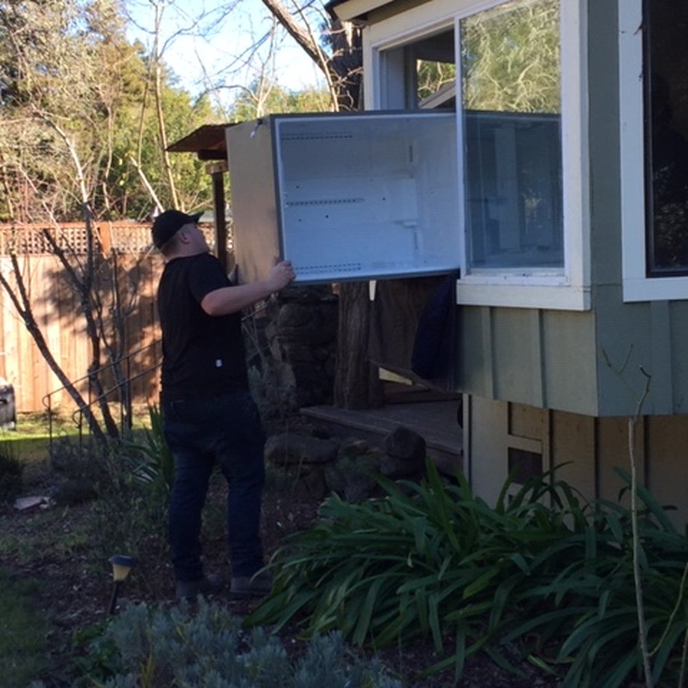 Good Riddance Hauling - Fridge removal through window - Demolition Services Near Me - Sonoma, California