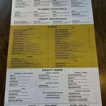 The Parlay Kitchen + Cocktails - Back of menu as of February 2026 - Gastropubs Near Me - Chandler, Arizona
