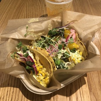 Chaia - Corn and kale/potato tacos. With a super yummy Farmhouse Dry Cider - Vegetarian Near Me - Washington, DC, District of Columbia Chaia - Corn and kale/potato tacos. With a super yummy Farmhouse Dry Cider - Vegetarian Near Me - Washington, DC, District of Columbia