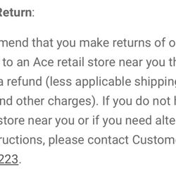 Burk Ace Hardware and Gifts - Return policy.