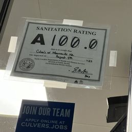 100 sanitation score!  Yes!!!