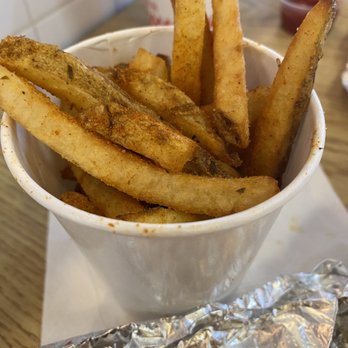 Five Guys - Regular Cajun Fries - You get a bag full of fries. Probably 3-4 cups worth. - Burgers Near Me - Webster, Texas Five Guys - Regular Cajun Fries - You get a bag full of fries. Probably 3-4 cups worth. - Burgers Near Me - Webster, Texas