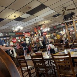 Johnny's Barbeque - A train above.