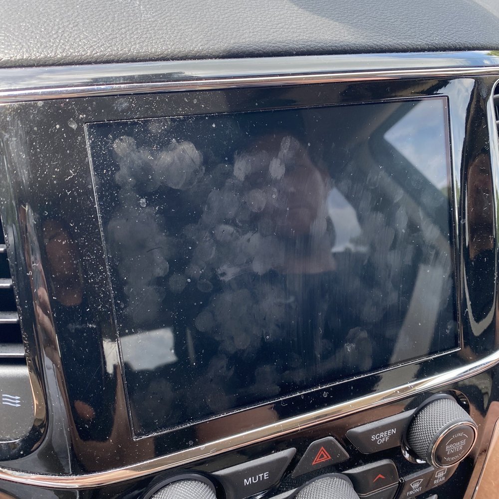 Bunkey's Car Wash - Fingerprints and dust on dash and screen - Car Wash Near Me - Cary, North Carolina