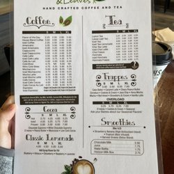 Beans & Leaves Cafe - Menu as of January 2023