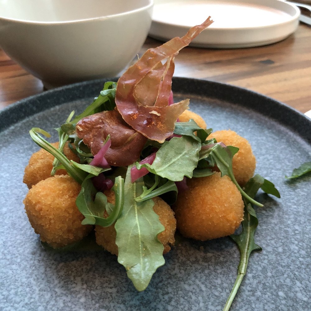 Sloane's Corner - Ham and cheese croquettes. They're small but pack a big punch - New American Near Me - Dallas, Texas Sloane's Corner - Ham and cheese croquettes. They're small but pack a big punch - New American Near Me - Dallas, Texas