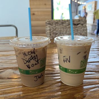 Kind Koffee - Iced 1/2 caf Dirty Latte (salted caramel and dark chocolate) and iced Hawaiian Vanilla Latte - Coffee & Tea Near Me - Kalaheo, Hawaii Kind Koffee - Iced 1/2 caf Dirty Latte (salted caramel and dark chocolate) and iced Hawaiian Vanilla Latte - Coffee & Tea Near Me - Kalaheo, Hawaii