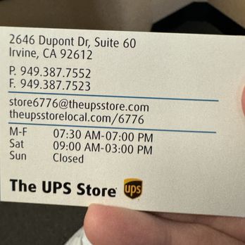 The UPS Store - Managers card with a phone number that goes no where. Horrible customer service - Printing Services Near Me - Irvine, California
