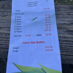 new bamboo gardens - 11/01/24 buffet pricing
