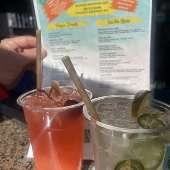 Bongos Beach Bar and Grille - Skinny jalapeño's margarita and Bongos No Kids Kool aid. - Bars Near Me - St. Pete Beach, Florida