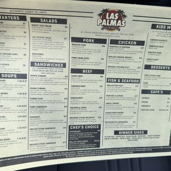 Las Palmas Latin Grill - Nov 2023 - Menu - Cuban Near Me - Tampa, Florida