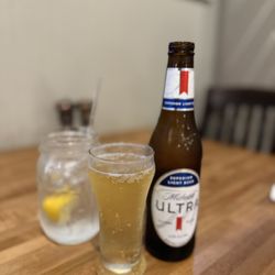 T Leblanc's Creole Kitchen - Water in mason jar, ultra w/cold glass