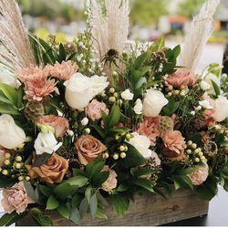 Bloom-A-Round Floral Design - Funeral Box Arrangement in Toffee