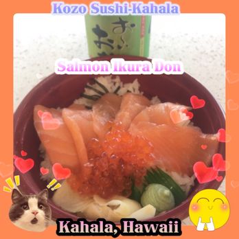 Kozo Sushi - Kahala - Salmon Ikura Don and a Green Tea. - Sushi Bars Near Me - Honolulu, Hawaii Kozo Sushi - Kahala - Salmon Ikura Don and a Green Tea. - Sushi Bars Near Me - Honolulu, Hawaii