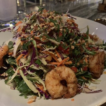 Eureka! - Seared Shrimp Salad with arugula, slivered almonds and slaw, tossed in a honey-lime vinaigrette - American Near Me - Las Vegas, Nevada Eureka! - Seared Shrimp Salad with arugula, slivered almonds and slaw, tossed in a honey-lime vinaigrette - American Near Me - Las Vegas, Nevada