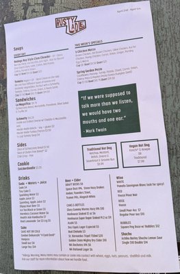 Menu photo 1 Rusty Ladle San Francisco, CA Menu photo 1 Rusty Ladle San Francisco, CA