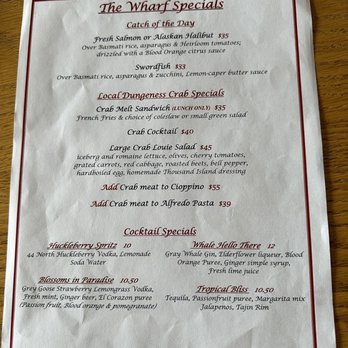 The Wharf - June 2023 Specials - Seafood Near Me - Fort Bragg, California The Wharf - June 2023 Specials - Seafood Near Me - Fort Bragg, California