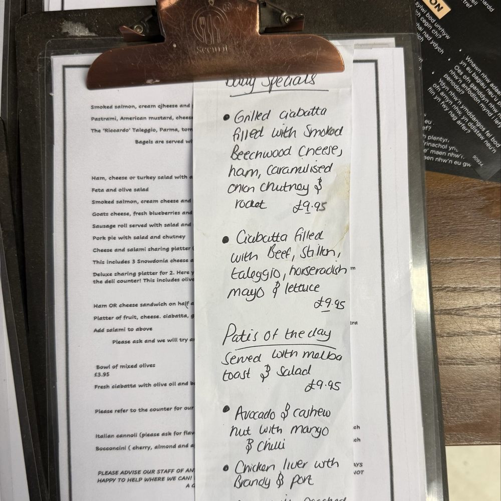 bonta deli - Menu. - Cafes Near Me - Caernarfon, GWN