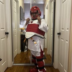 Ernie Reyes West Coast Martial Arts - My son with his full sparing uniform.