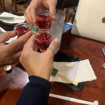 Sushi Shiro - Pomegranate sake cheers!! - Sushi Bars Near Me - Upland, California Sushi Shiro - Pomegranate sake cheers!! - Sushi Bars Near Me - Upland, California