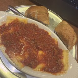 Ravioli with spicy meat sauce, so good