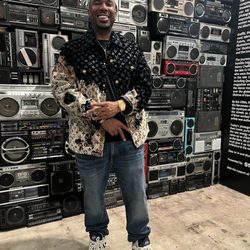 The Art of Hip Hop - Boombox wall in the entrance.