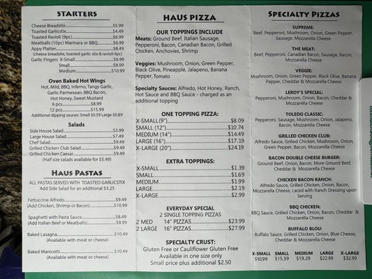 Menu photo 1 Pizza Haus Jefferson City, MO