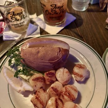 Old Tony's - Charbroiled scallops and baked potato. - Seafood Near Me - Redondo Beach, California Old Tony's - Charbroiled scallops and baked potato. - Seafood Near Me - Redondo Beach, California