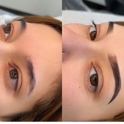 Before & After her Ombre Powder Brows session! The semi-permanent tattoo lasts 1-3 years