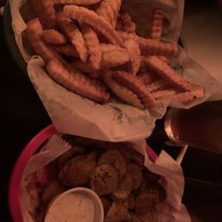 The Ship - The over-salted fried pickle chips and over-seasoned fries, both of which were more than half thrown out.