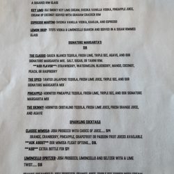 Drink menu