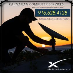 In addition to computer services, we install: Starlink Security Cameras Home Theatre Sound systems