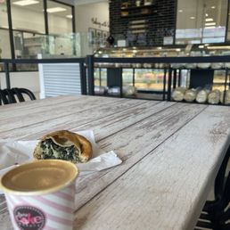 Cafe con leche & spinach pie. Delicious! Cafe con leche & spinach pie. Delicious!