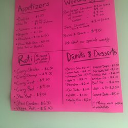 Chris & Sons Roti Shop and Bakery - Menu
